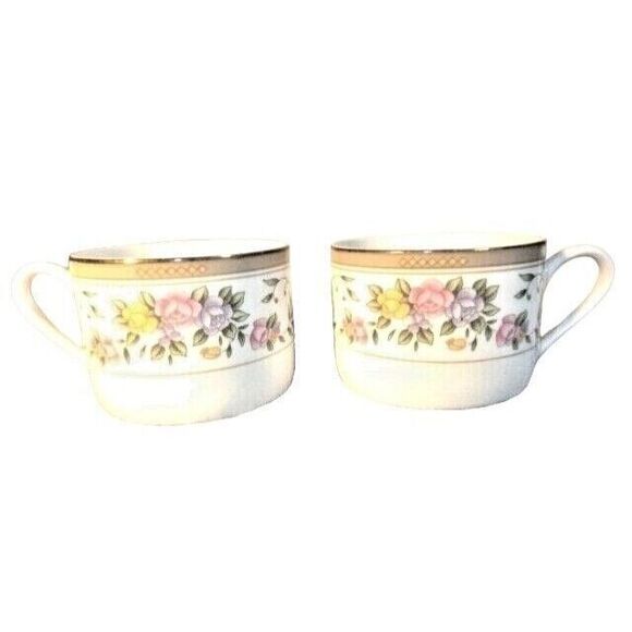 Farberware BELLINI 2pc Porcelain Tea Coffee Cups 22K Gold Band Vintage 1980s - Picture 2 of 7
